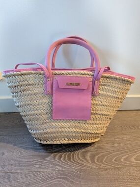 Jacquemus Pink Straw Basket Tote